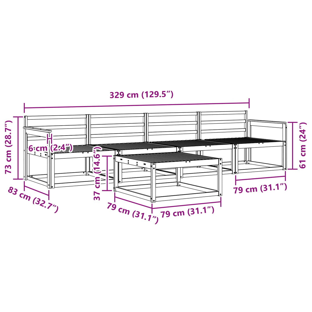 vidaXL Zestaw sof na zewnątrz 5 pcs Biały 79 x 79 x 37 cm