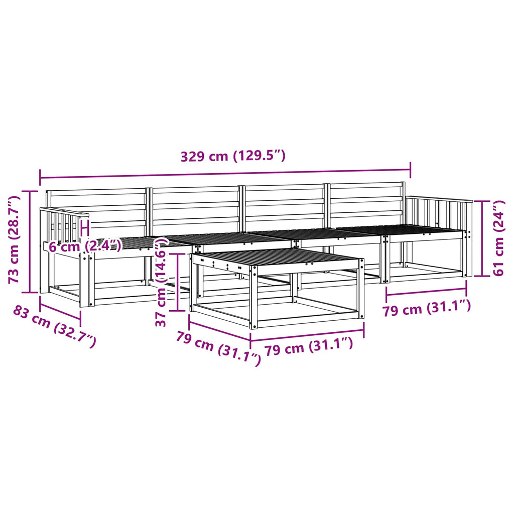 vidaXL Zestaw sof na zewnątrz 5 pcs Biały 79 x 79 x 37 cm