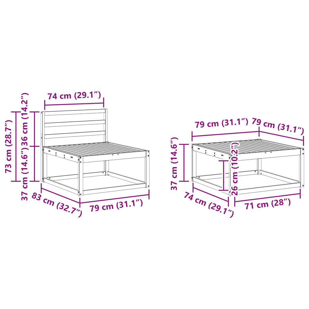 vidaXL Zestaw sof na zewnątrz 5 pcs Biały 79 x 79 x 37 cm