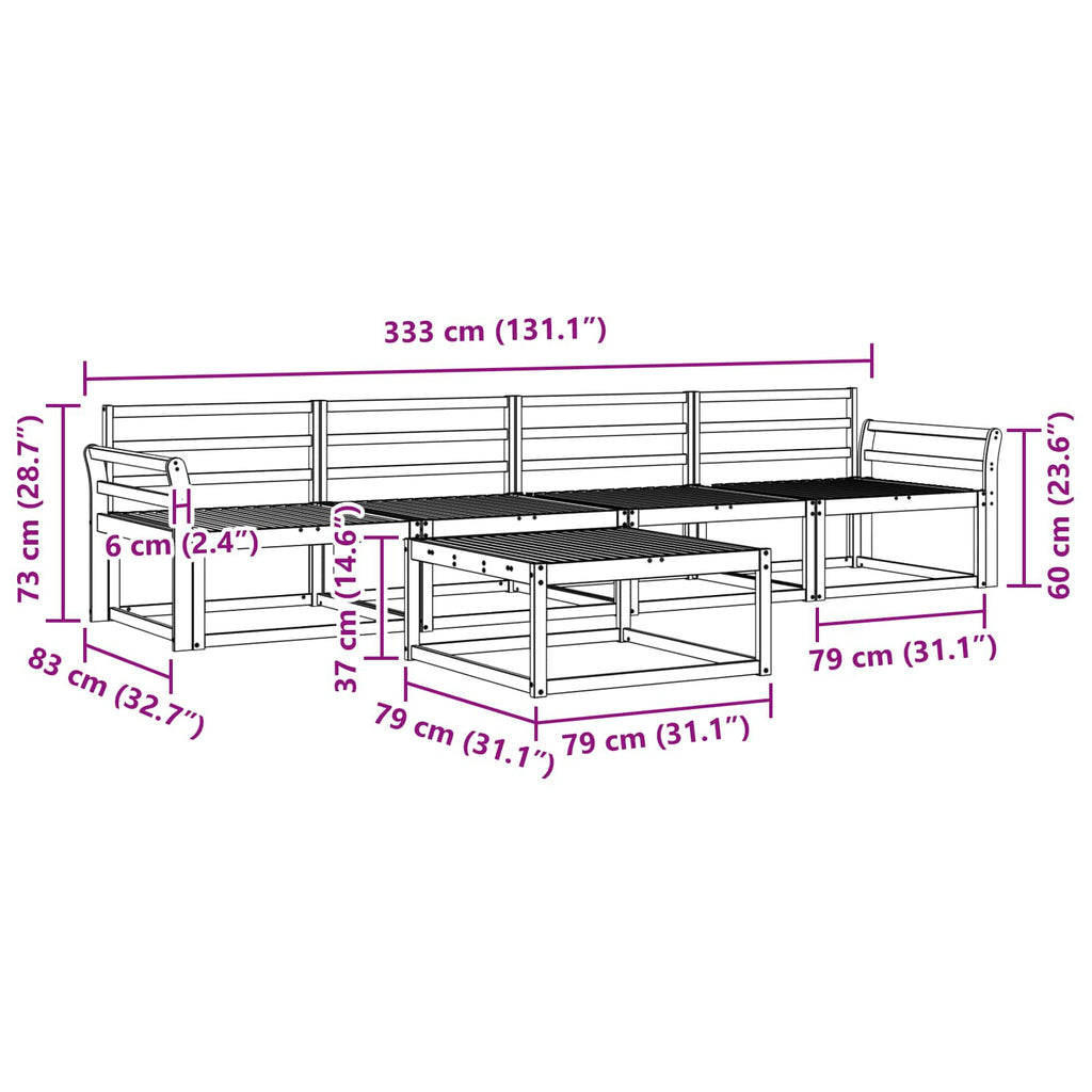 vidaXL Zestaw sof na zewnątrz 5 pcs Biały 79 x 79 x 37 cm