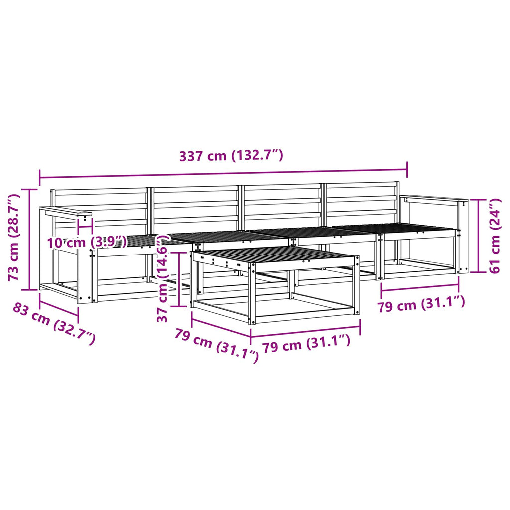 vidaXL Zestaw sof na zewnątrz 5 pcs Biały 79 x 79 x 37 cm
