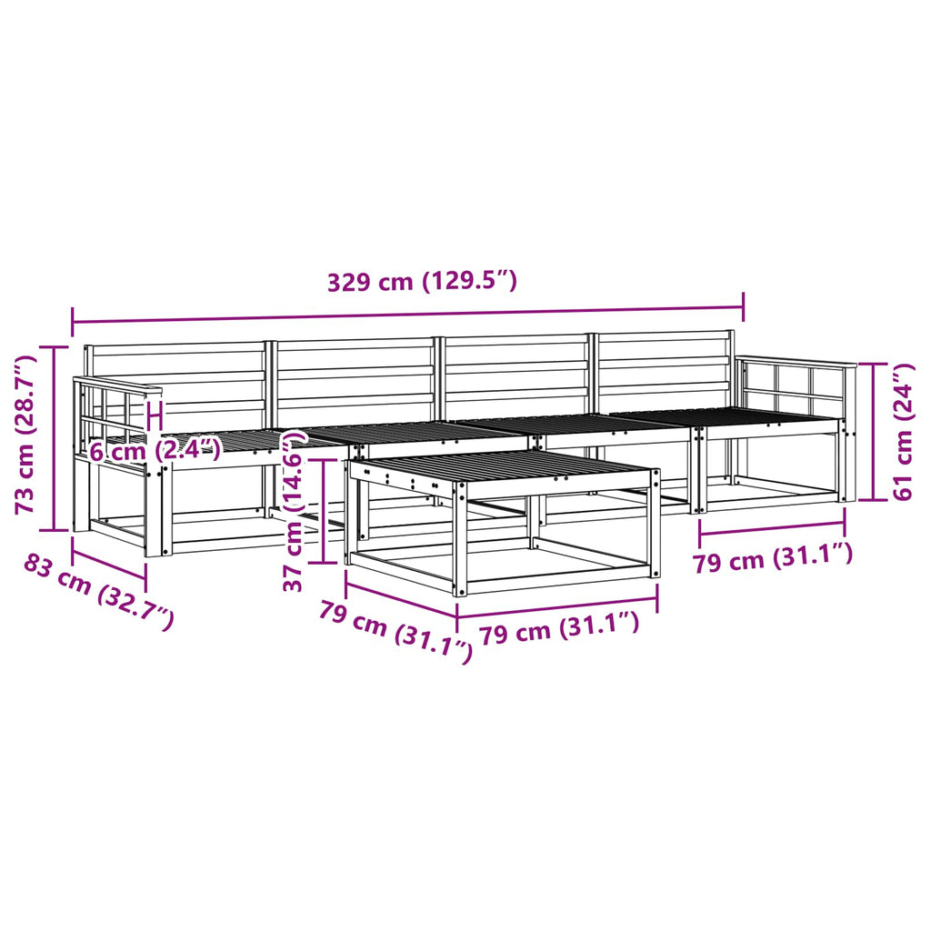 vidaXL Zestaw sof na zewnątrz 5 pcs Biały 79 x 79 x 37 cm