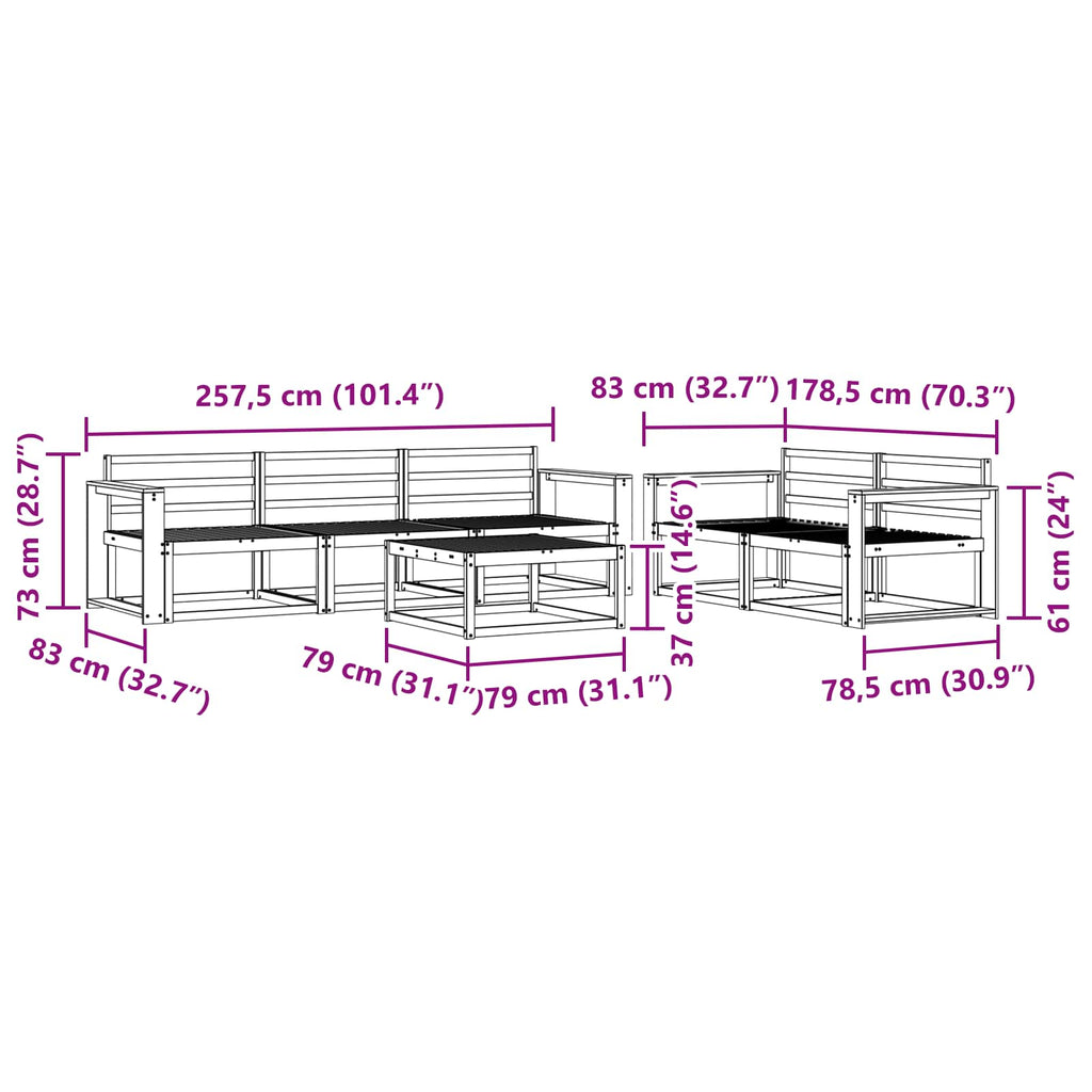vidaXL Zestaw sof na zewnątrz 6 pcs Biały