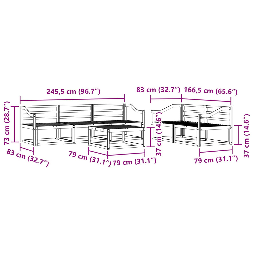 vidaXL Zestaw sof na zewnątrz 6 pcs Biały