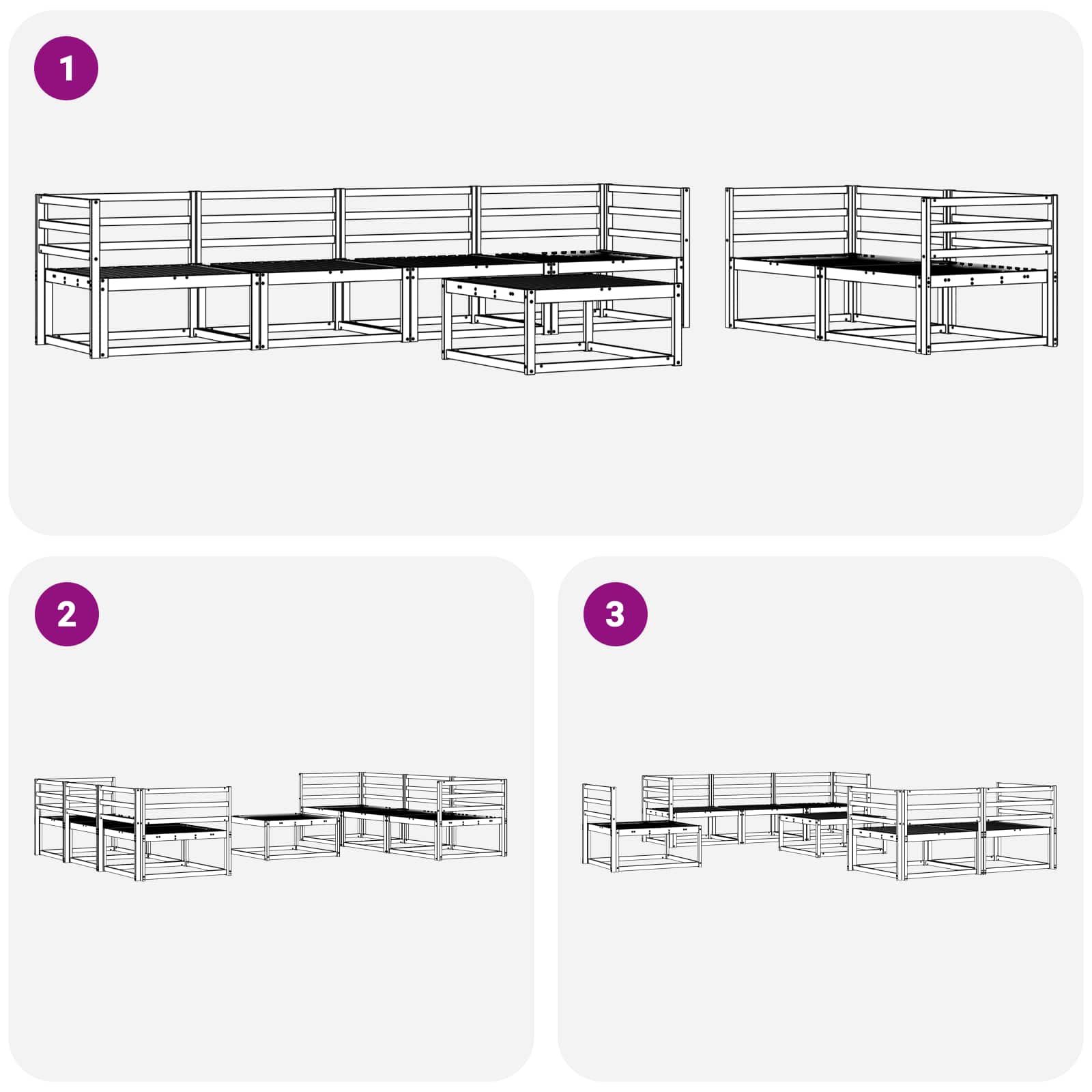 vidaXL Zestaw sof na zewnątrz 7 pcs Biały