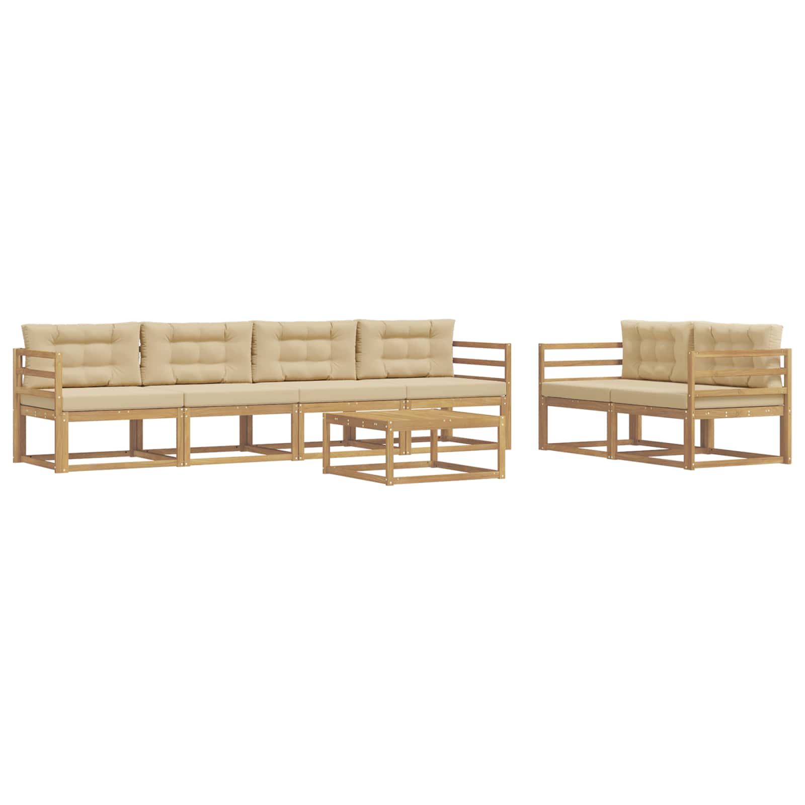 vidaXL Zestaw sof na zewnątrz z poduszką 6 pcs Biały i Beżowy