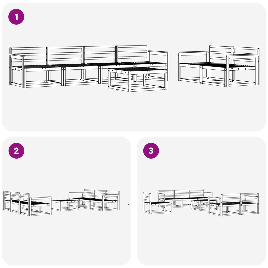 vidaXL Zestaw sof na zewnątrz 7 pcs Biały