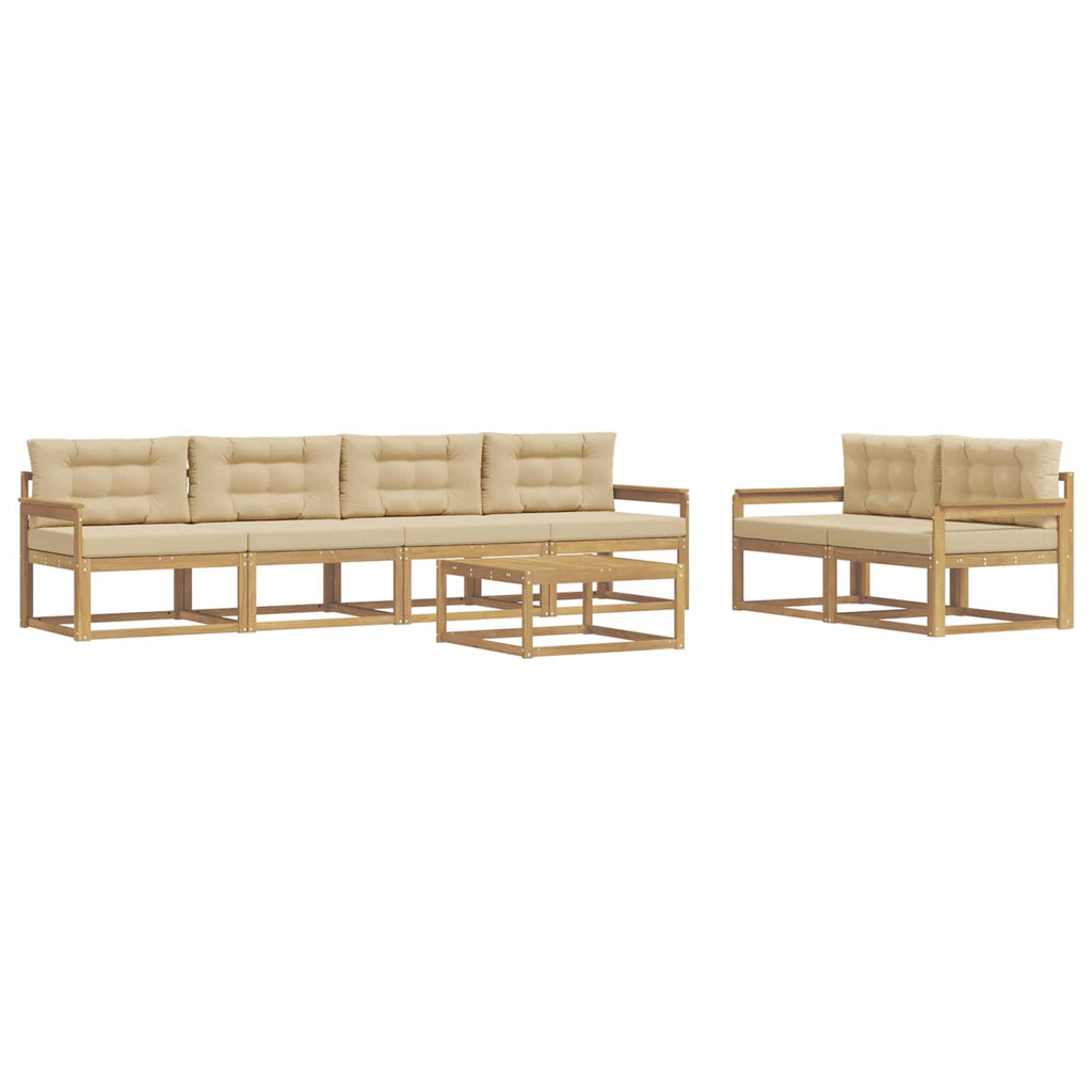 vidaXL Zestaw sof na zewnątrz z poduszką 6 pcs Biały i Beżowy
