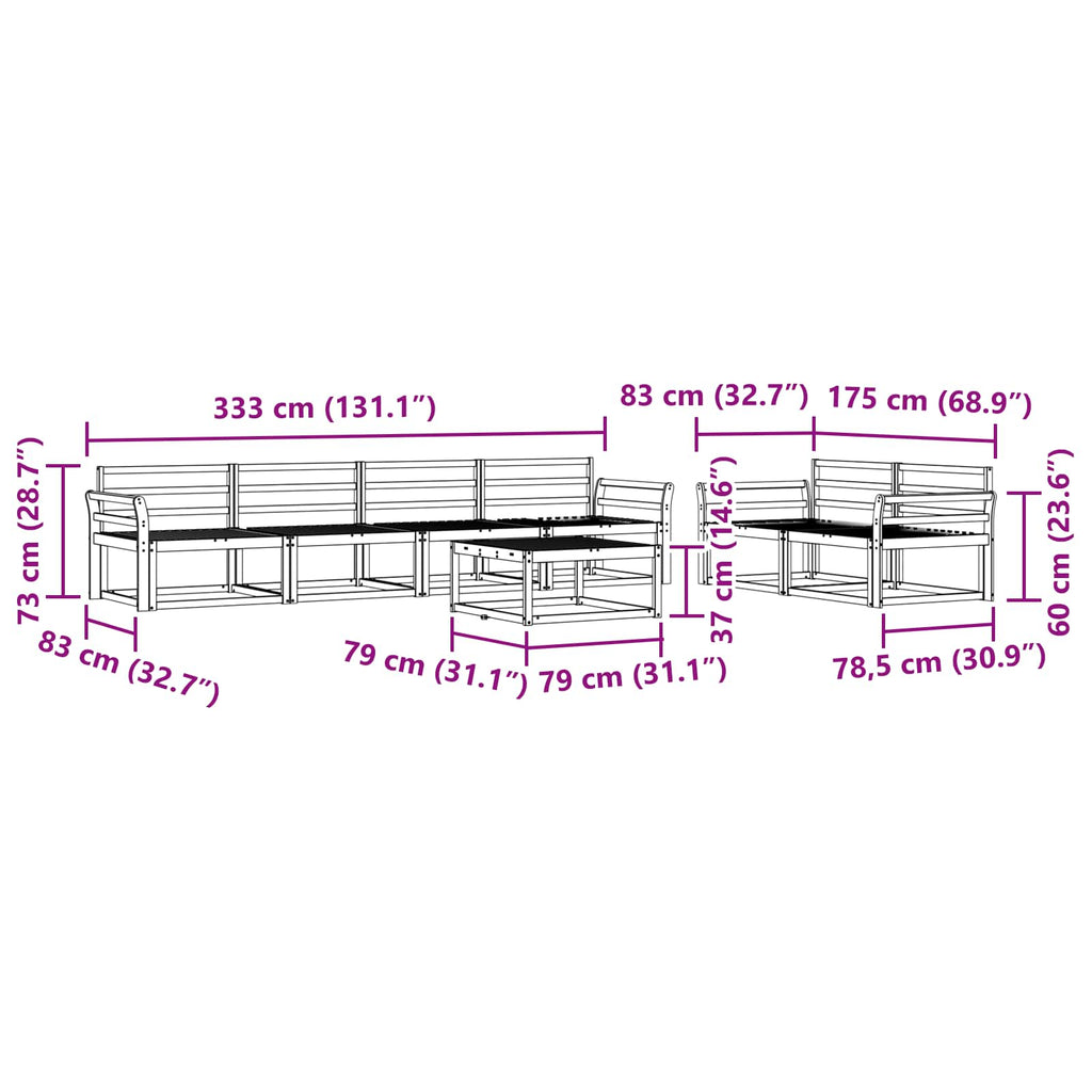 vidaXL Zestaw sof na zewnątrz 7 pcs Biały