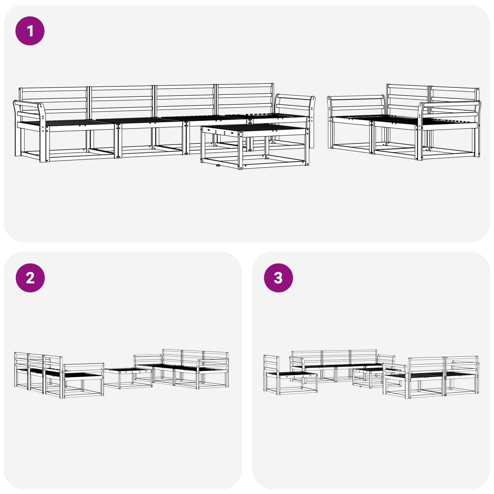 vidaXL Zestaw sof na zewnątrz 7 pcs Biały