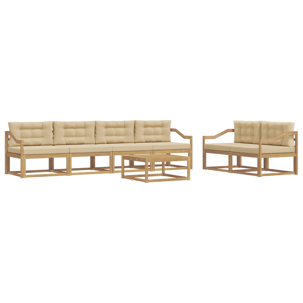 vidaXL Zestaw sof na zewnątrz z poduszką 6 pcs Biały i Beżowy