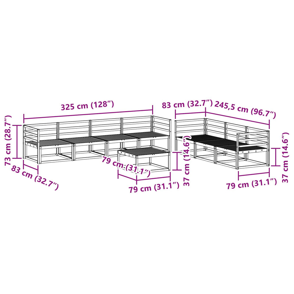 vidaXL Zestaw sof na zewnątrz 8 pcs Biały