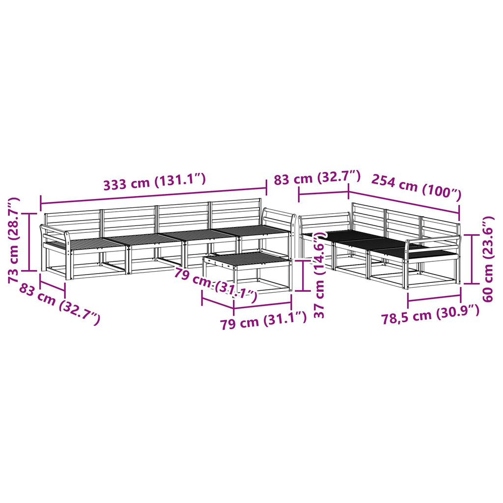 vidaXL Zestaw sof na zewnątrz 8 pcs Biały