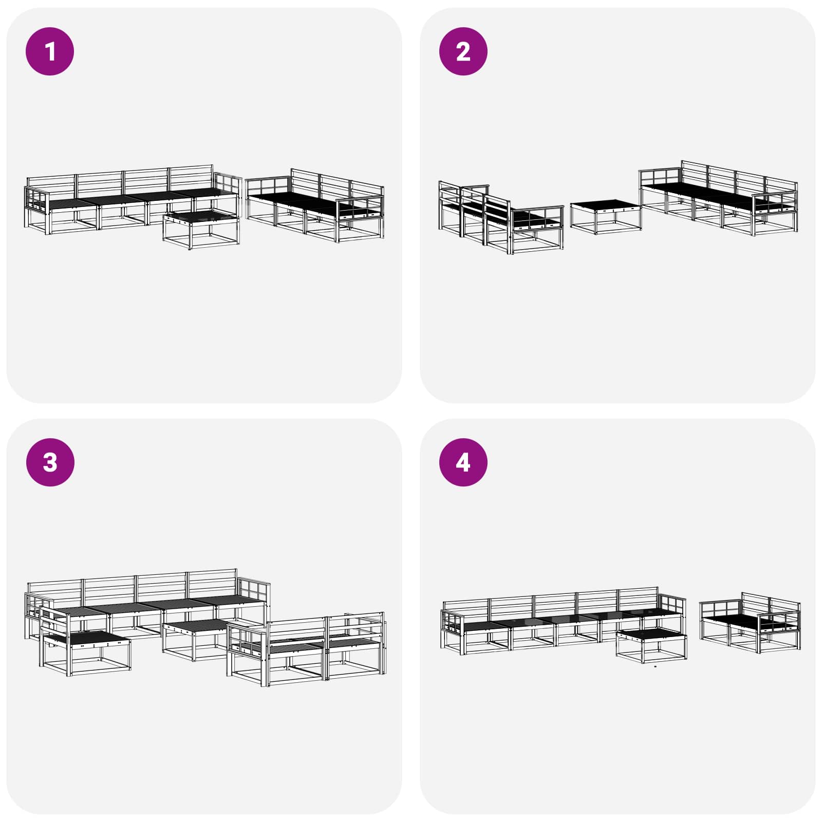 vidaXL Zestaw sof na zewnątrz 8 pcs Biały