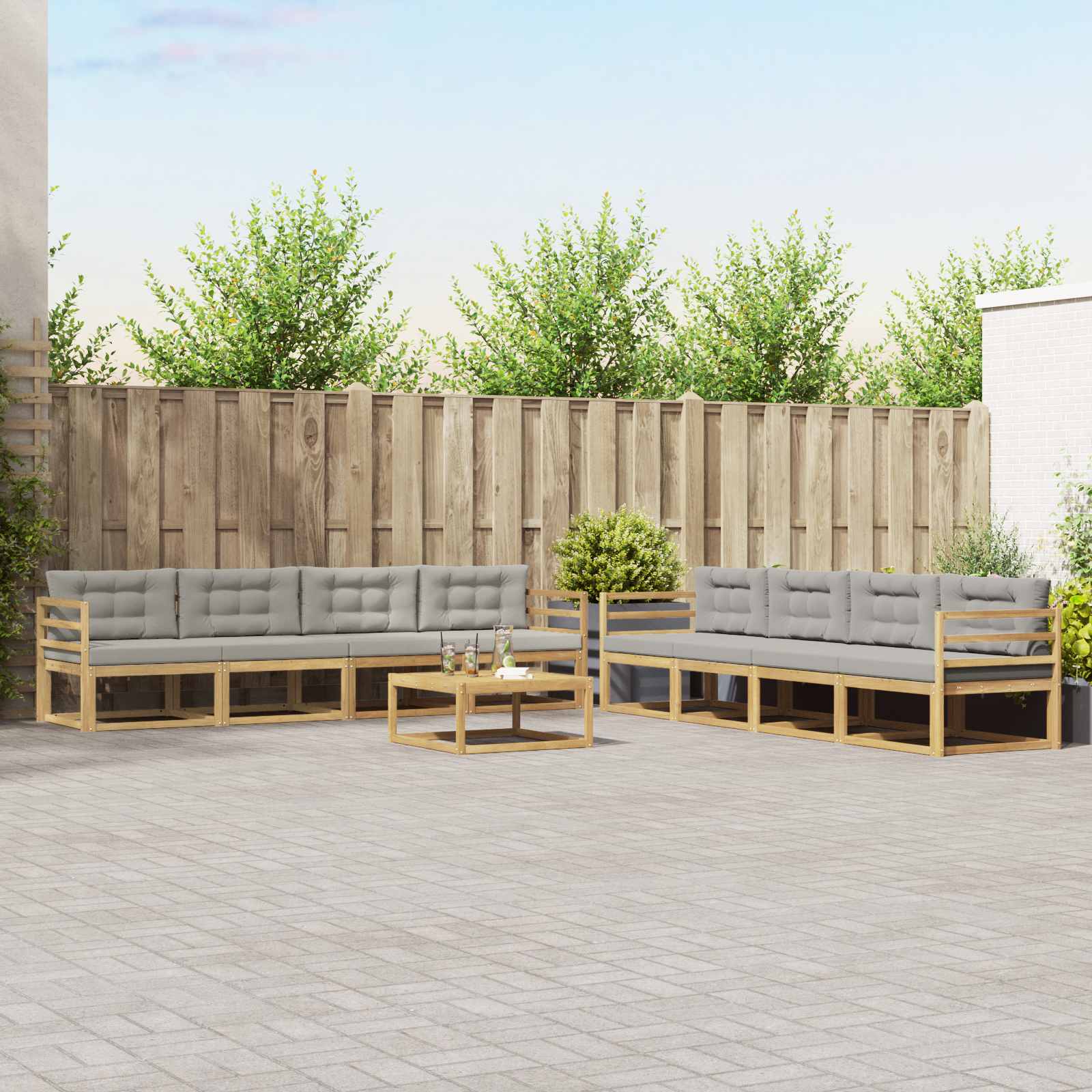 vidaXL Zestaw sof na zewnątrz 9 pcs Biały i jasnoszary 79 x 79 x 37 cm