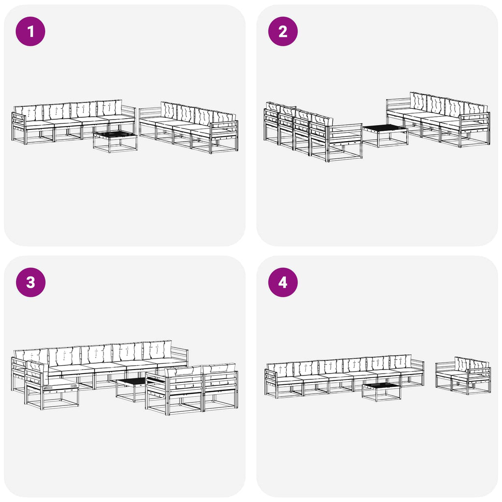 vidaXL Zestaw sof na zewnątrz 9 pcs Biały i jasnoszary 79 x 79 x 37 cm