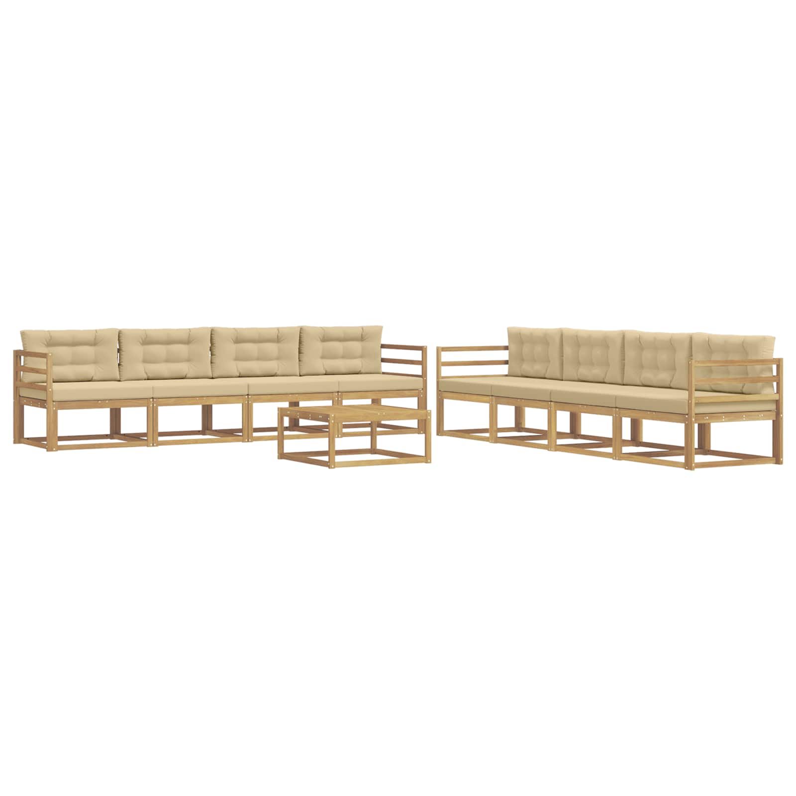 vidaXL Zestaw sof na zewnątrz 9 pcs Biały i Beżowy 79 x 79 x 37 cm