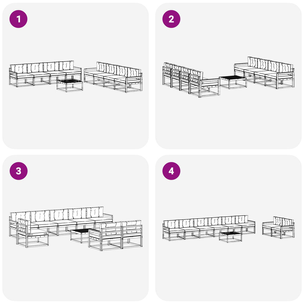 vidaXL Zestaw sof na zewnątrz 9 pcs Biały i antracyt 79 x 79 x 37 cm