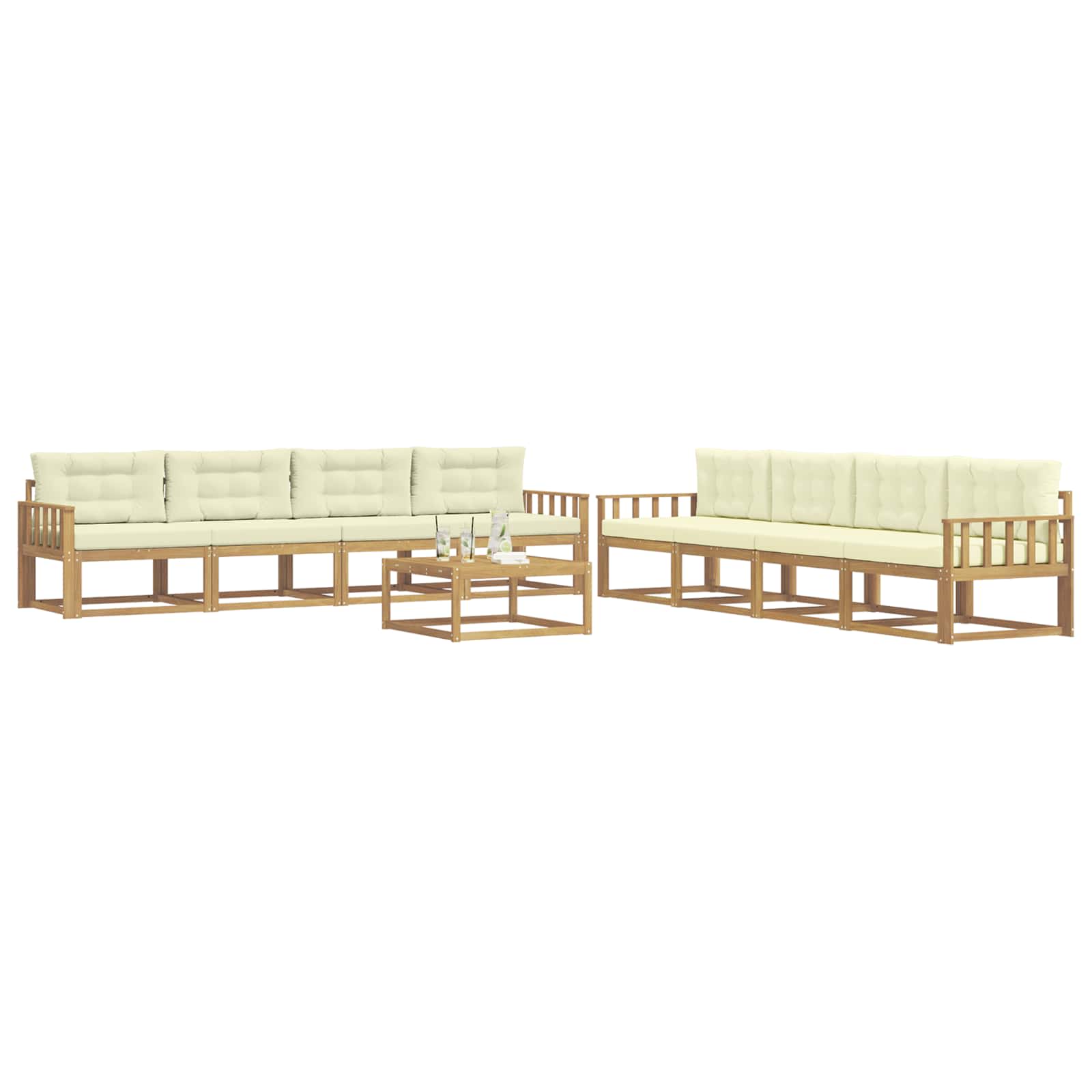 vidaXL Zestaw sof na zewnątrz 9 pcs Biały i kremowy 79 x 79 x 37 cm