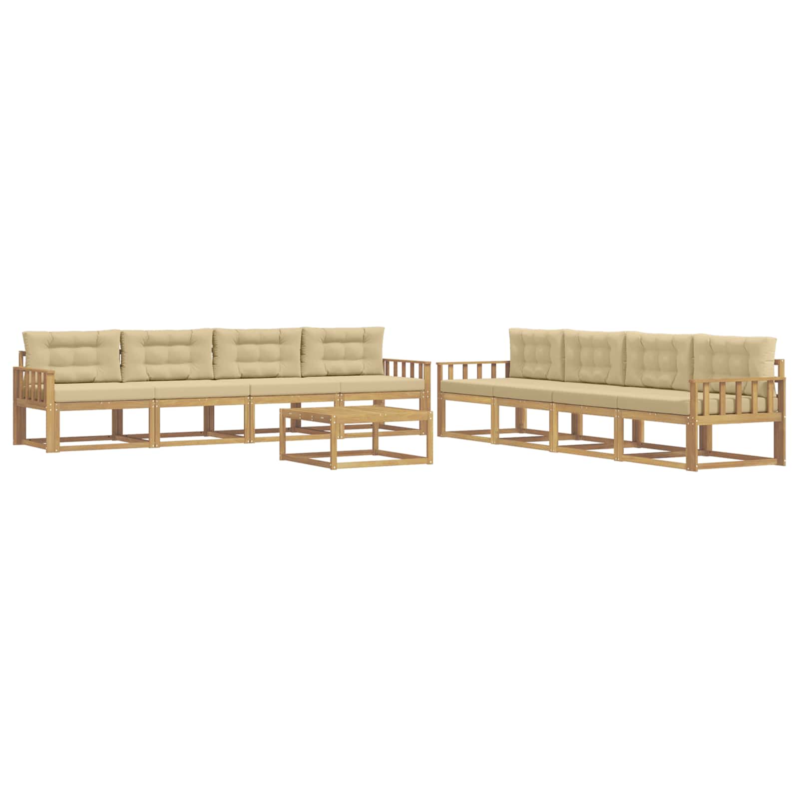 vidaXL Zestaw sof na zewnątrz 9 pcs Biały i Beżowy 79 x 79 x 37 cm