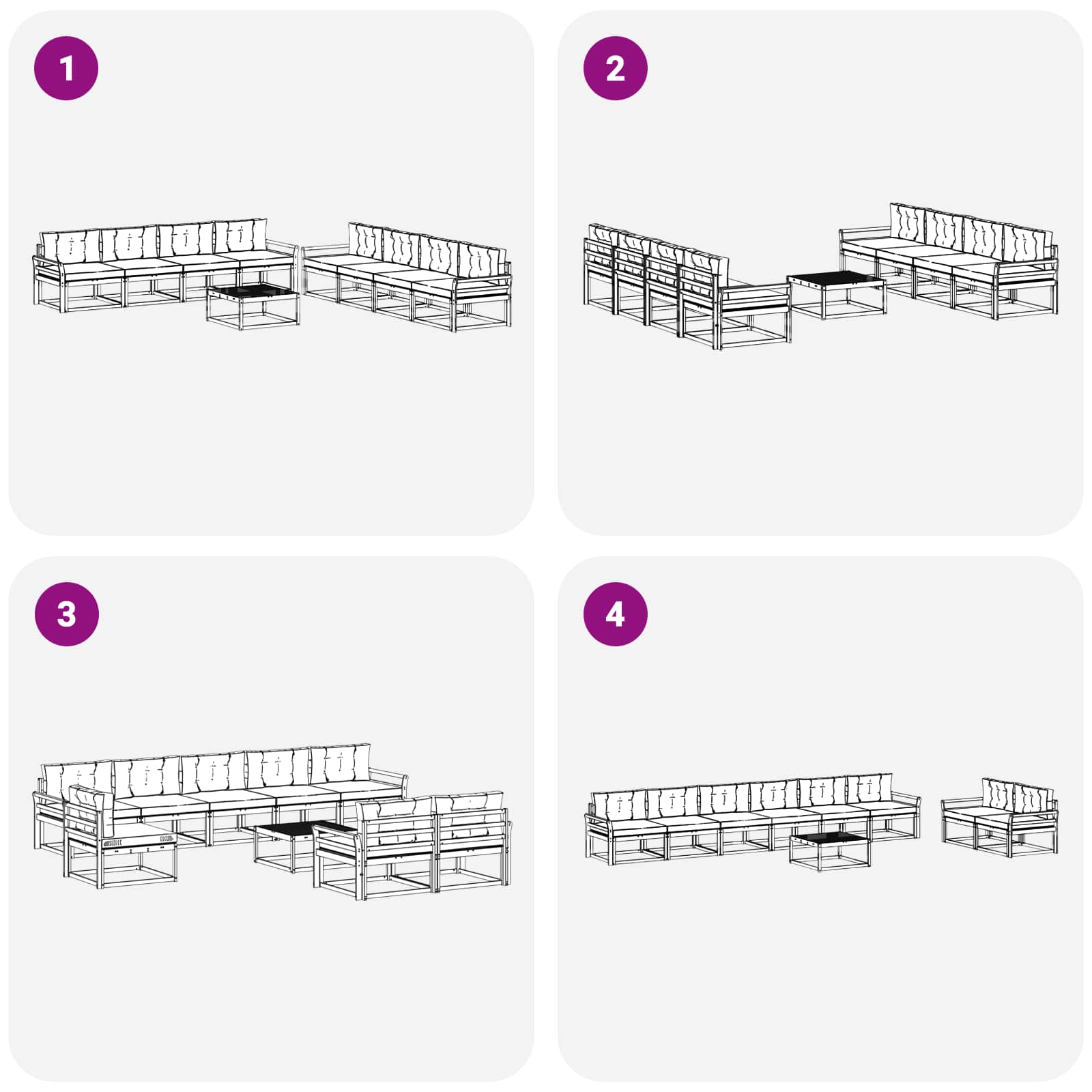vidaXL Zestaw sof na zewnątrz 9 pcs Biały i kremowy 79 x 79 x 37 cm