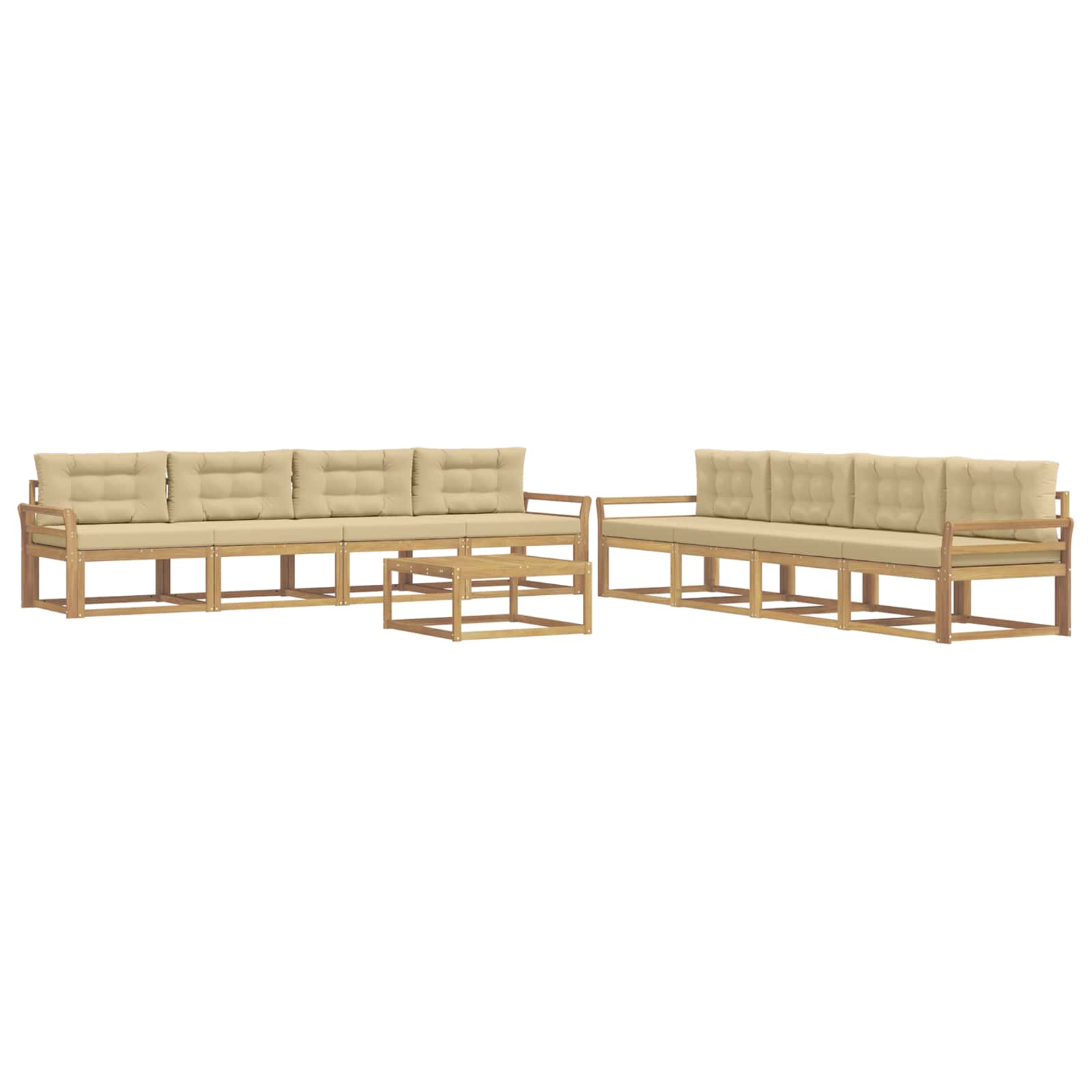 vidaXL Zestaw sof na zewnątrz 9 pcs Biały i Beżowy 79 x 79 x 37 cm