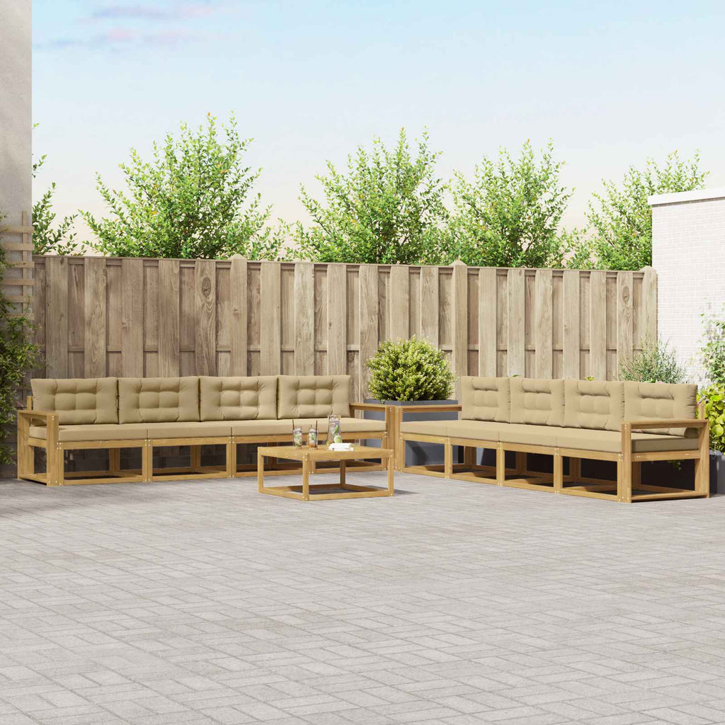 vidaXL Zestaw sof na zewnątrz 9 pcs Biały i Beżowy 79 x 79 x 37 cm