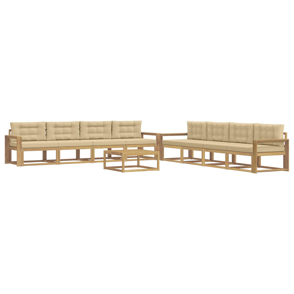 vidaXL Zestaw sof na zewnątrz 9 pcs Biały i Beżowy 79 x 79 x 37 cm