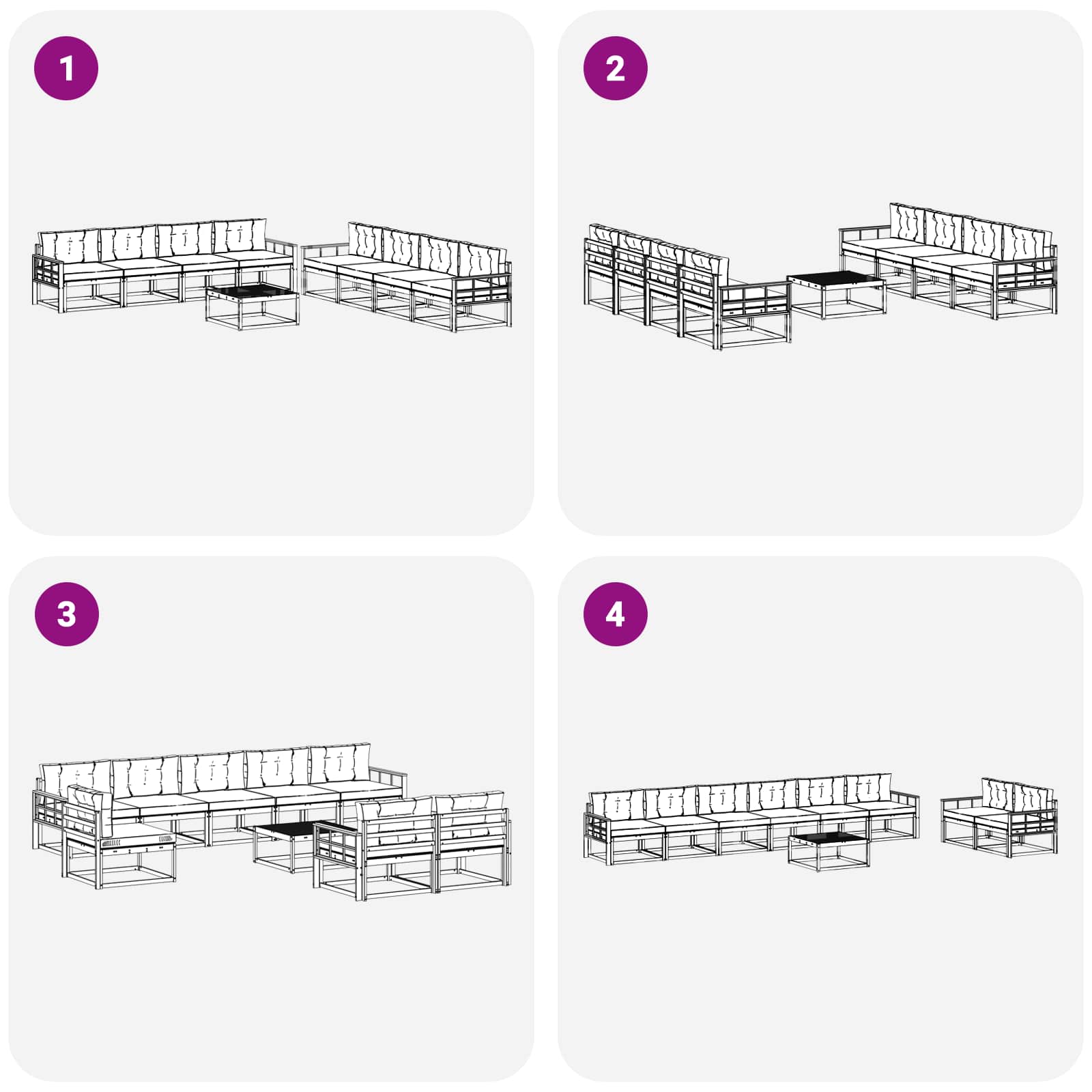 vidaXL Zestaw sof na zewnątrz 9 pcs Biały i antracyt 79 x 79 x 37 cm