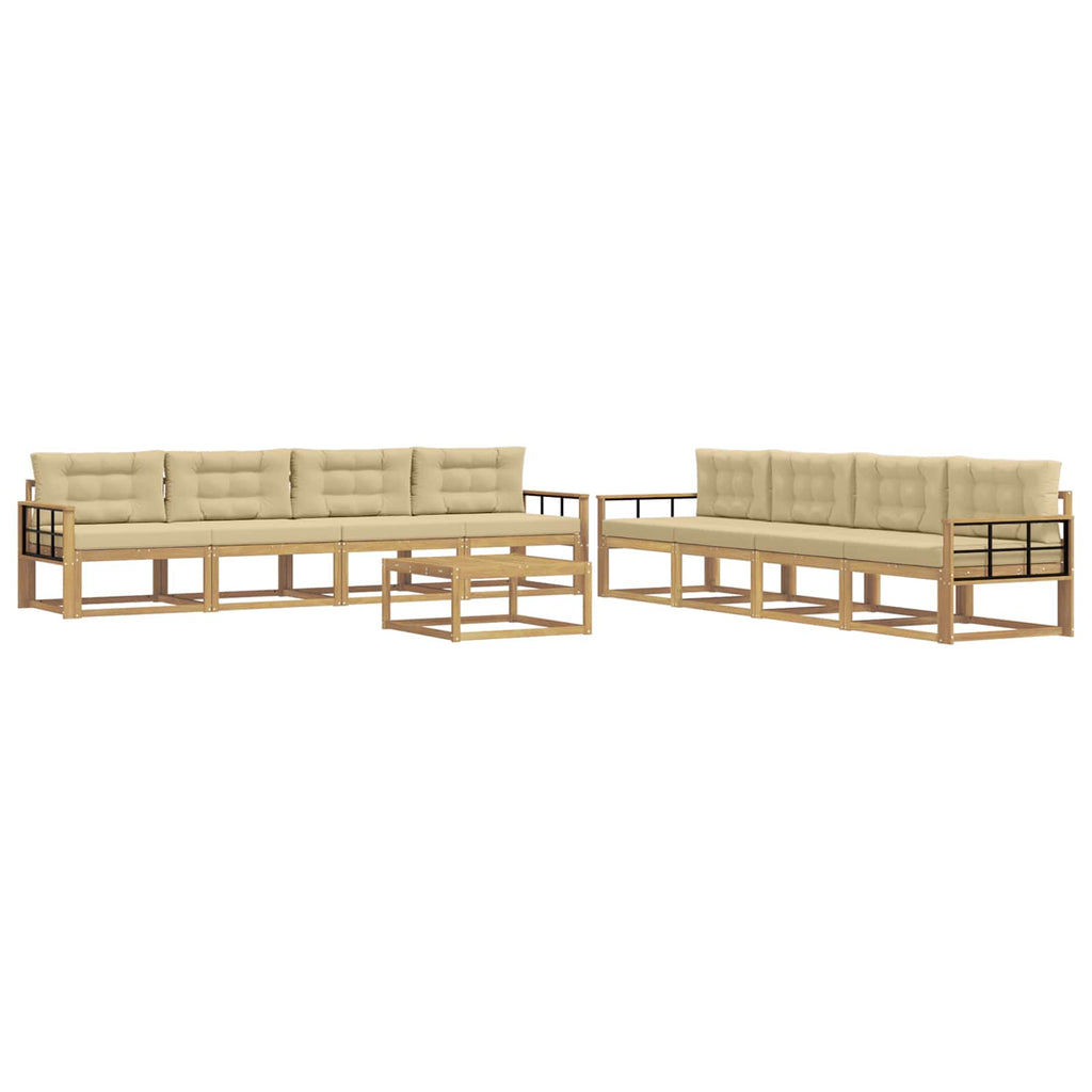vidaXL Zestaw sof na zewnątrz 9 pcs Biały i Beżowy 79 x 79 x 37 cm