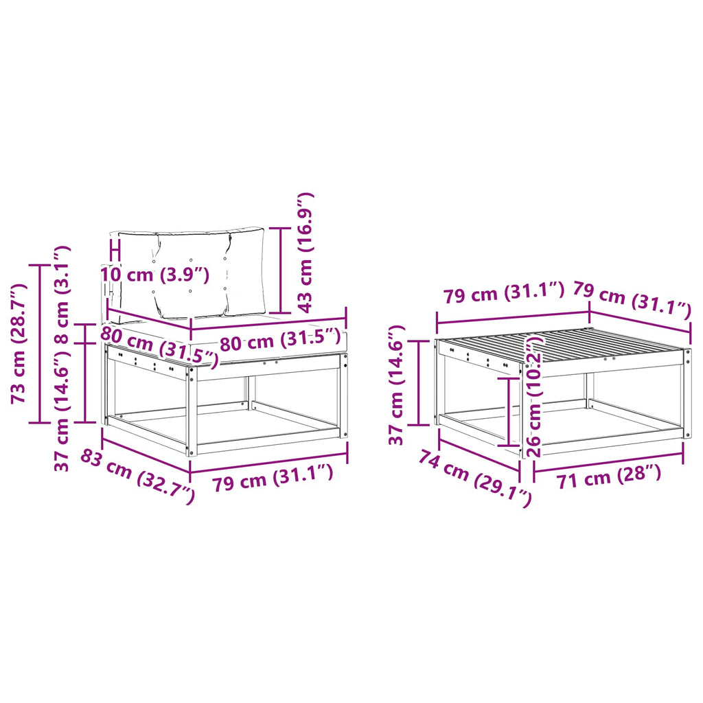 vidaXL Zestaw sof na zewnątrz 9 pcs Biały i antracyt 79 x 79 x 37 cm