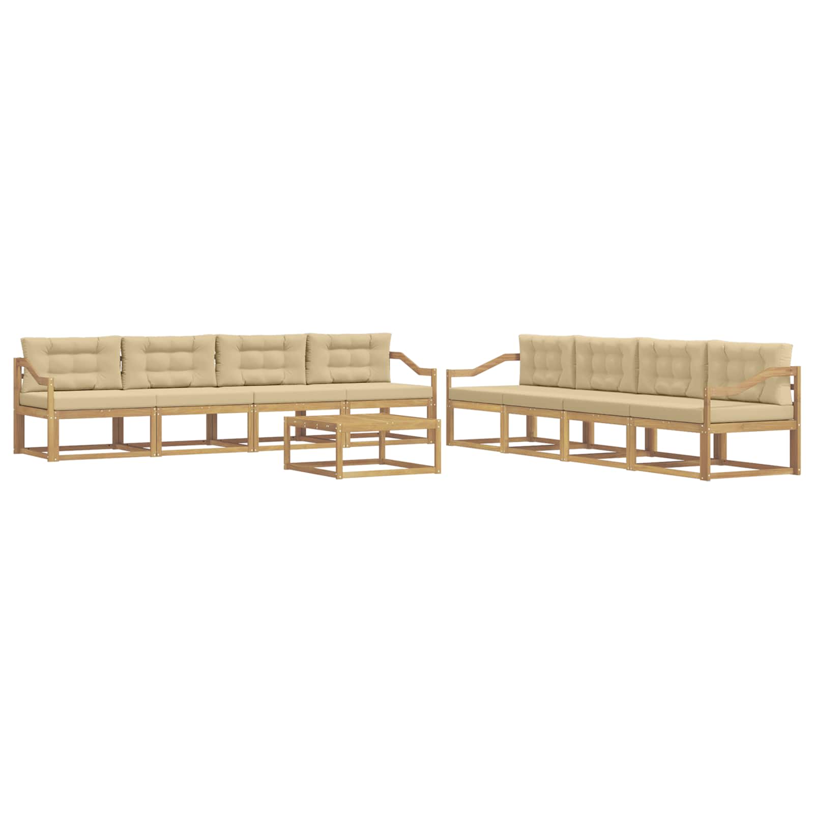 vidaXL Zestaw sof na zewnątrz 9 pcs Biały i Beżowy 79 x 79 x 37 cm