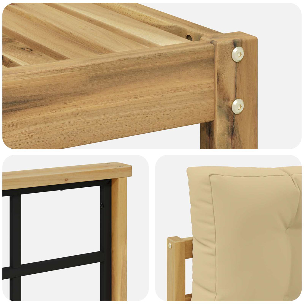vidaXL Zestaw sof na zewnątrz 4 pcs Biały i Beżowy Poliester