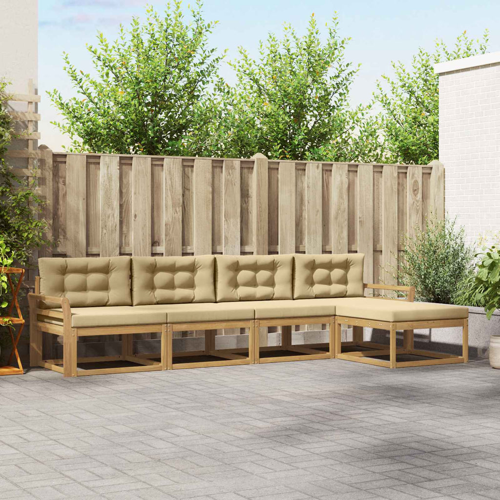 vidaXL Zestaw sof na zewnątrz 4 pcs Biały i Beżowy Poliester