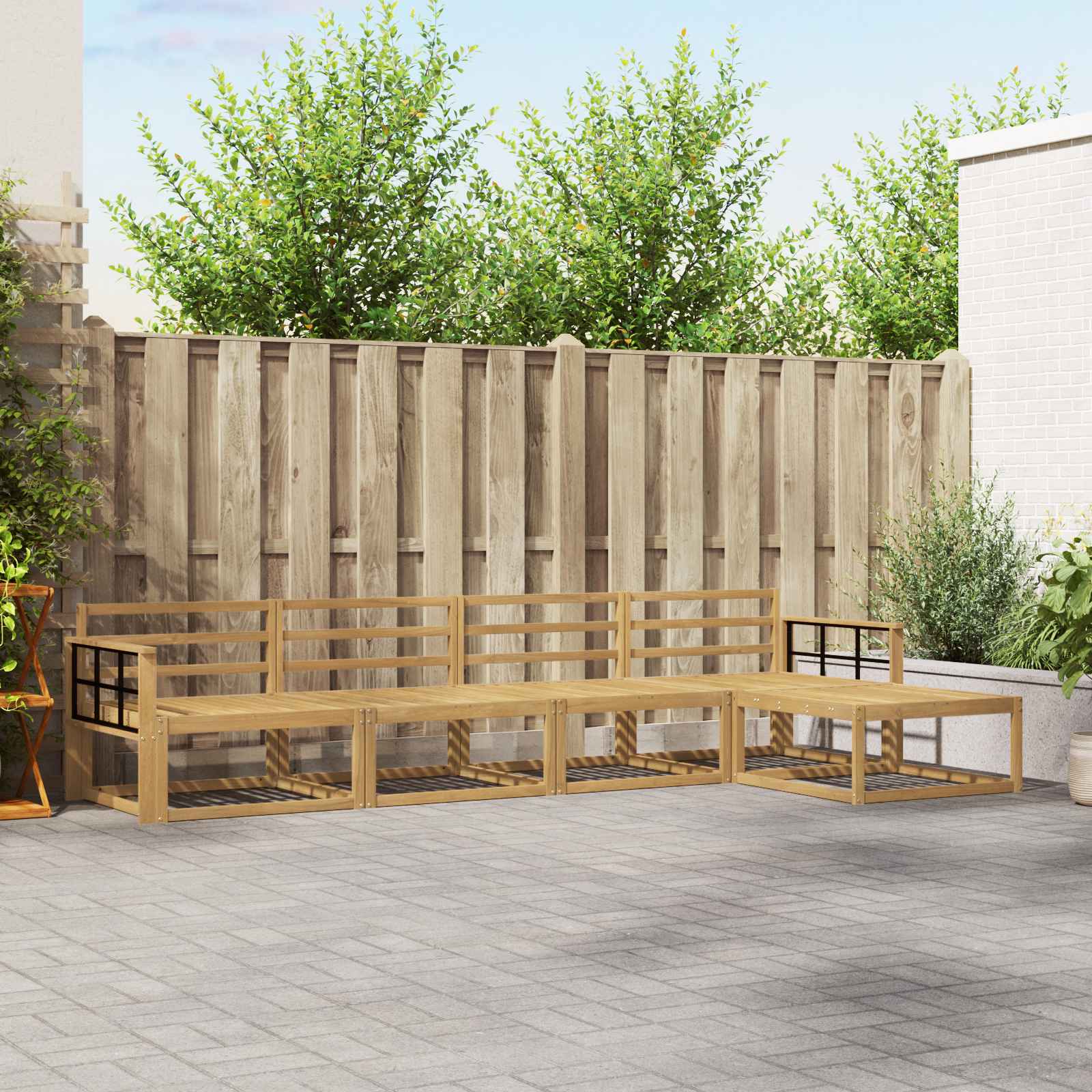 vidaXL Zestaw sof na zewnątrz 5 pcs Biały 329 x 162,5 x 73 cm