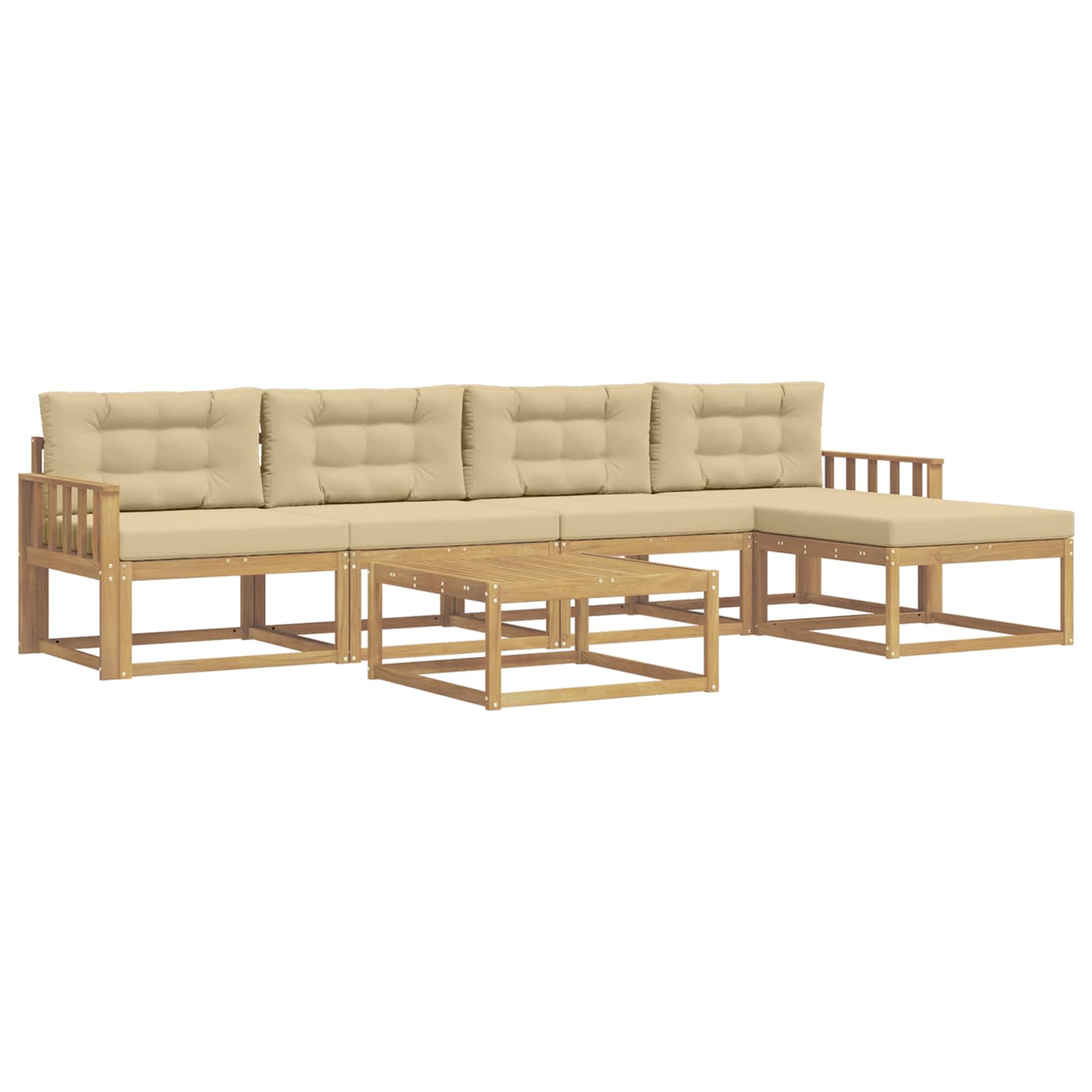 vidaXL Zestaw sof na zewnątrz 6 pcs Biały i Beżowy 79 x 79 x 37 cm