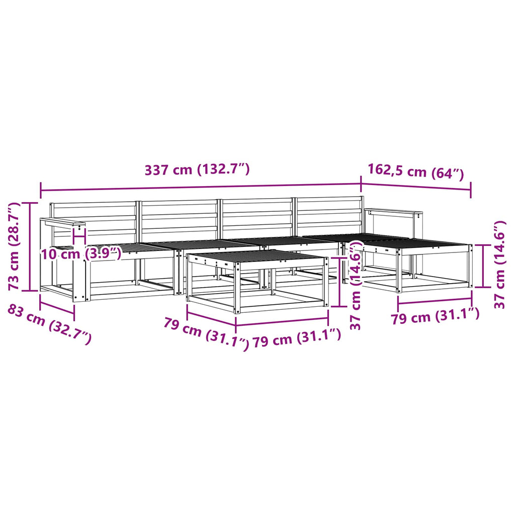 vidaXL Zestaw sof na zewnątrz 6 pcs Biały 79 x 79 x 37 cm