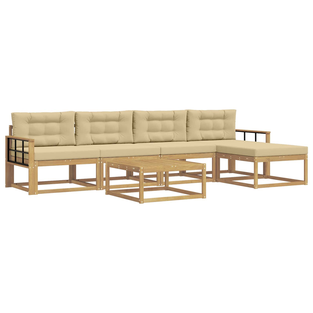 vidaXL Zestaw sof na zewnątrz 6 pcs Biały i Beżowy 79 x 79 x 37 cm
