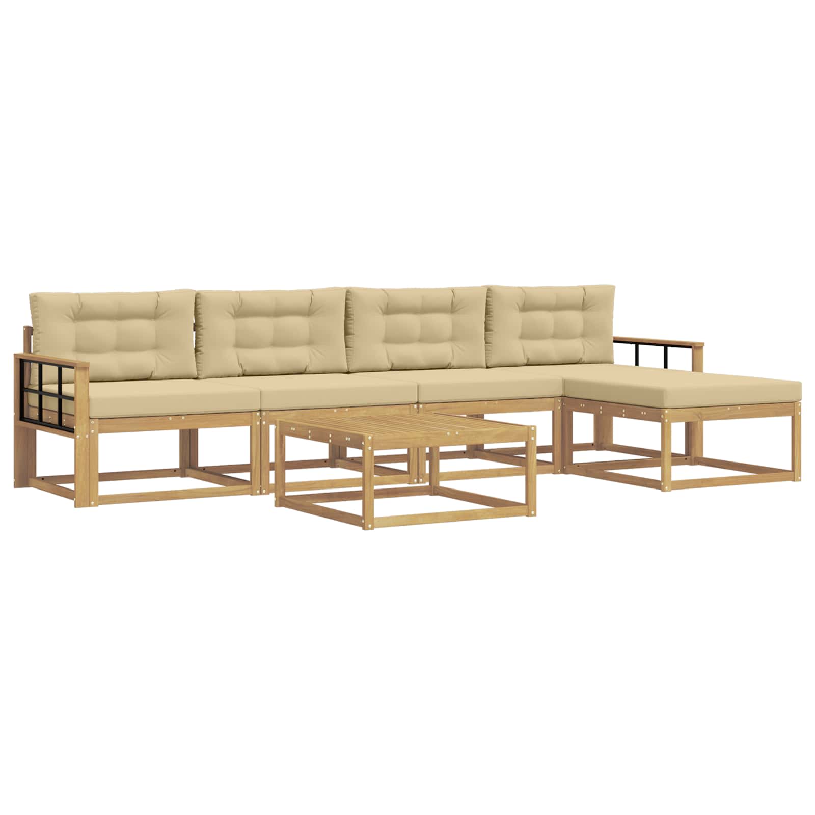 vidaXL Zestaw sof na zewnątrz 6 pcs Biały i Beżowy 79 x 79 x 37 cm