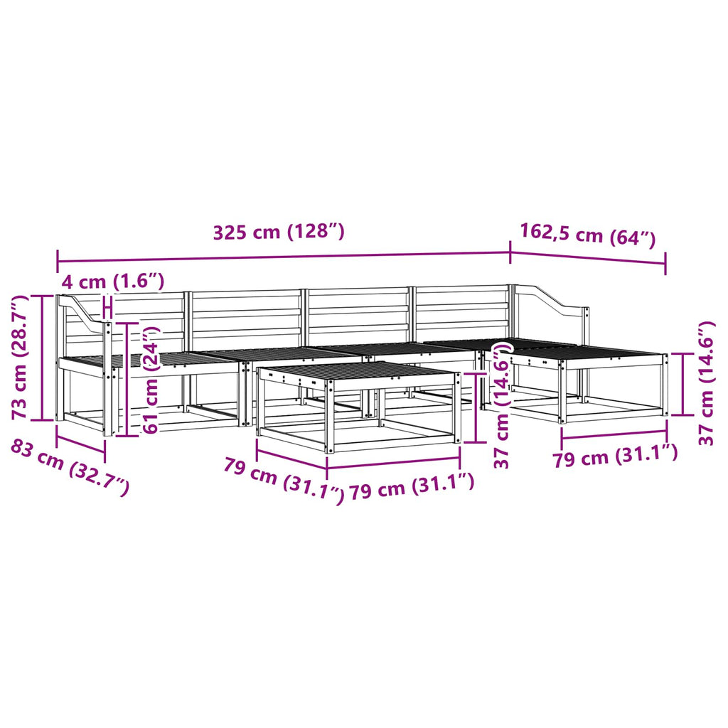 vidaXL Zestaw sof na zewnątrz 6 pcs Biały 79 x 79 x 37 cm