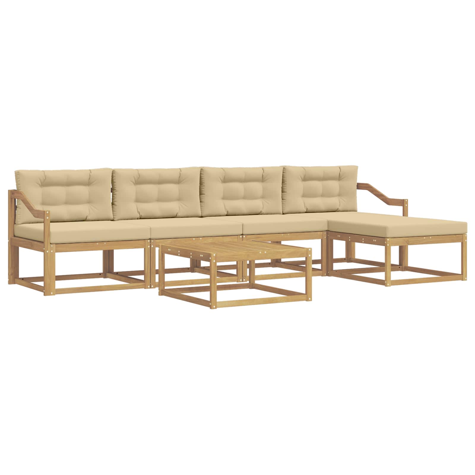 vidaXL Zestaw sof na zewnątrz 6 pcs Biały i Beżowy 79 x 79 x 37 cm