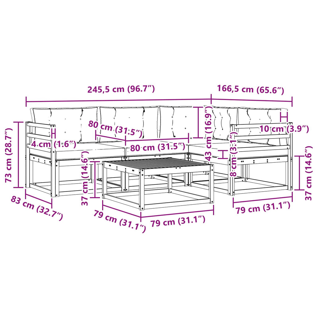 vidaXL Zestaw sof na zewnątrz 5 pcs Biały i kremowy 79 x 79 x 37 cm