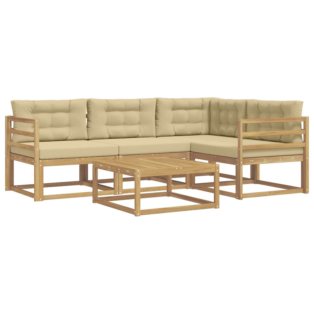 vidaXL Zestaw sof na zewnątrz 5 pcs Biały i Beżowy 79 x 79 x 37 cm