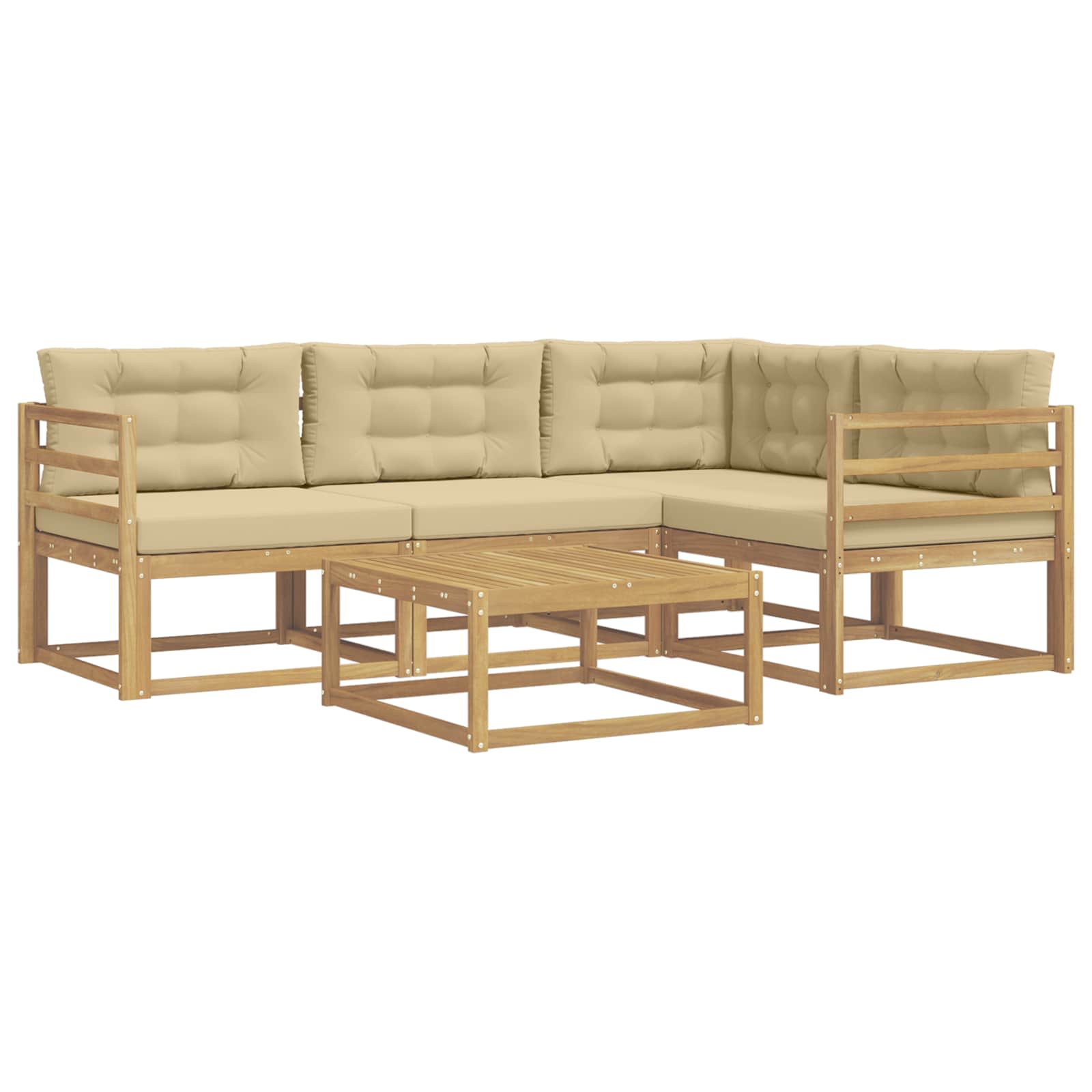 vidaXL Zestaw sof na zewnątrz 5 pcs Biały i Beżowy 79 x 79 x 37 cm