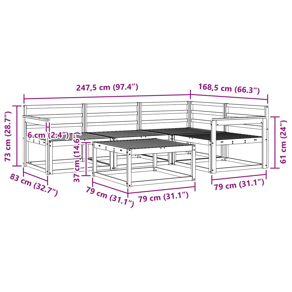 vidaXL Zestaw sof na zewnątrz 5 pcs Biały 79 x 79 x 37 cm