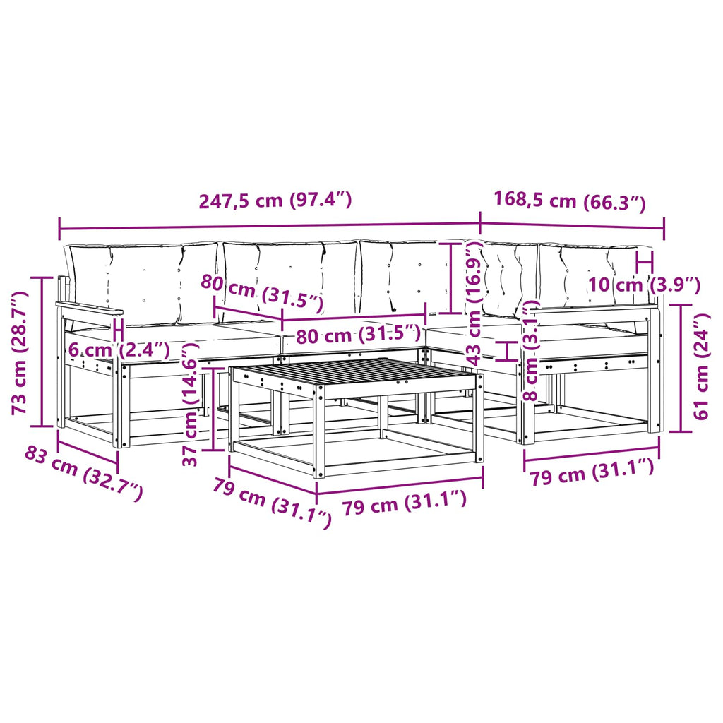 vidaXL Zestaw sof na zewnątrz 5 pcs Biały i kremowy 79 x 79 x 37 cm