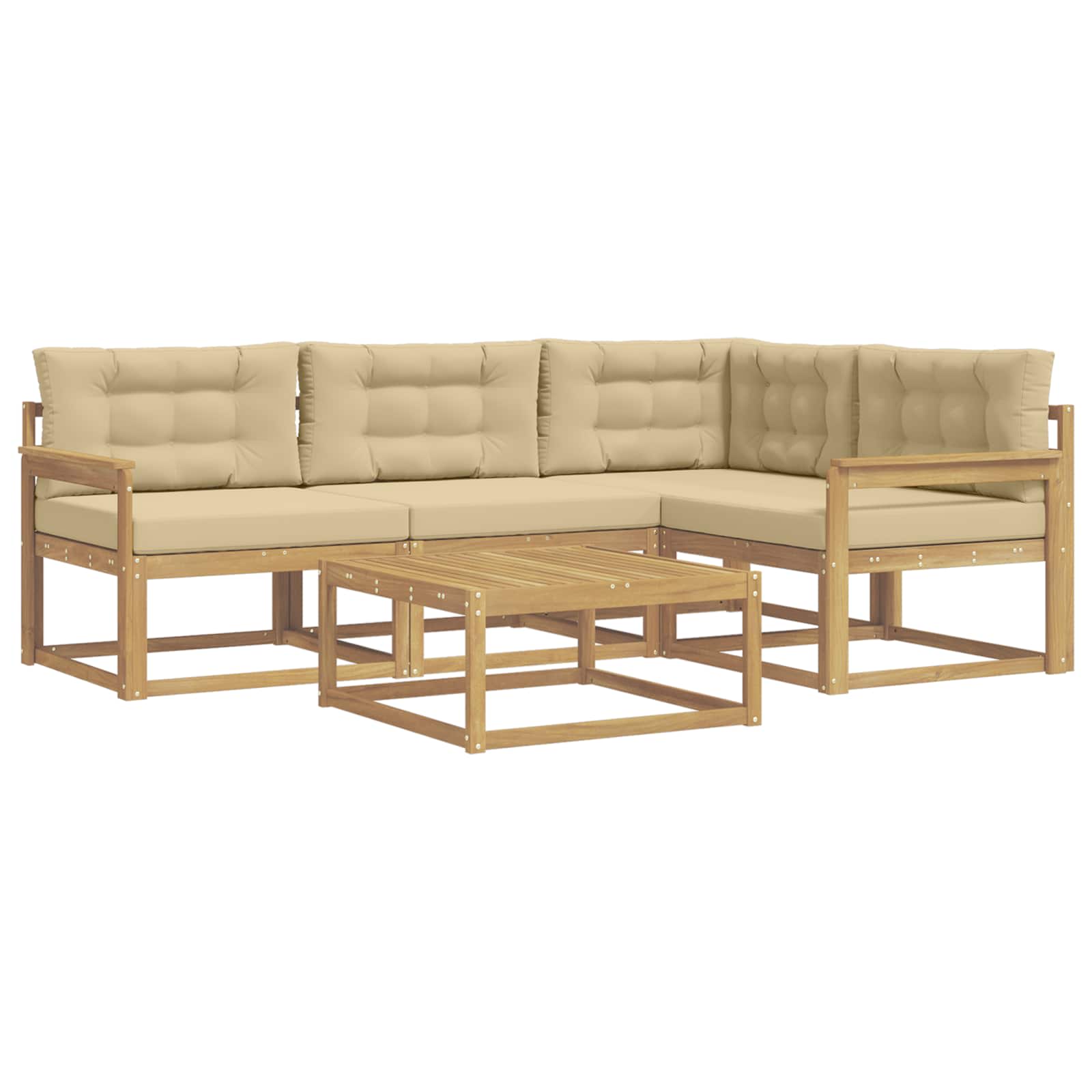 vidaXL Zestaw sof na zewnątrz 5 pcs Biały i Beżowy 79 x 79 x 37 cm