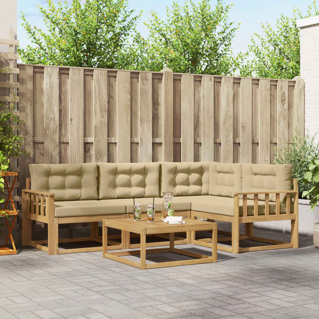 vidaXL Zestaw sof na zewnątrz 5 pcs Biały i Beżowy 79 x 79 x 37 cm