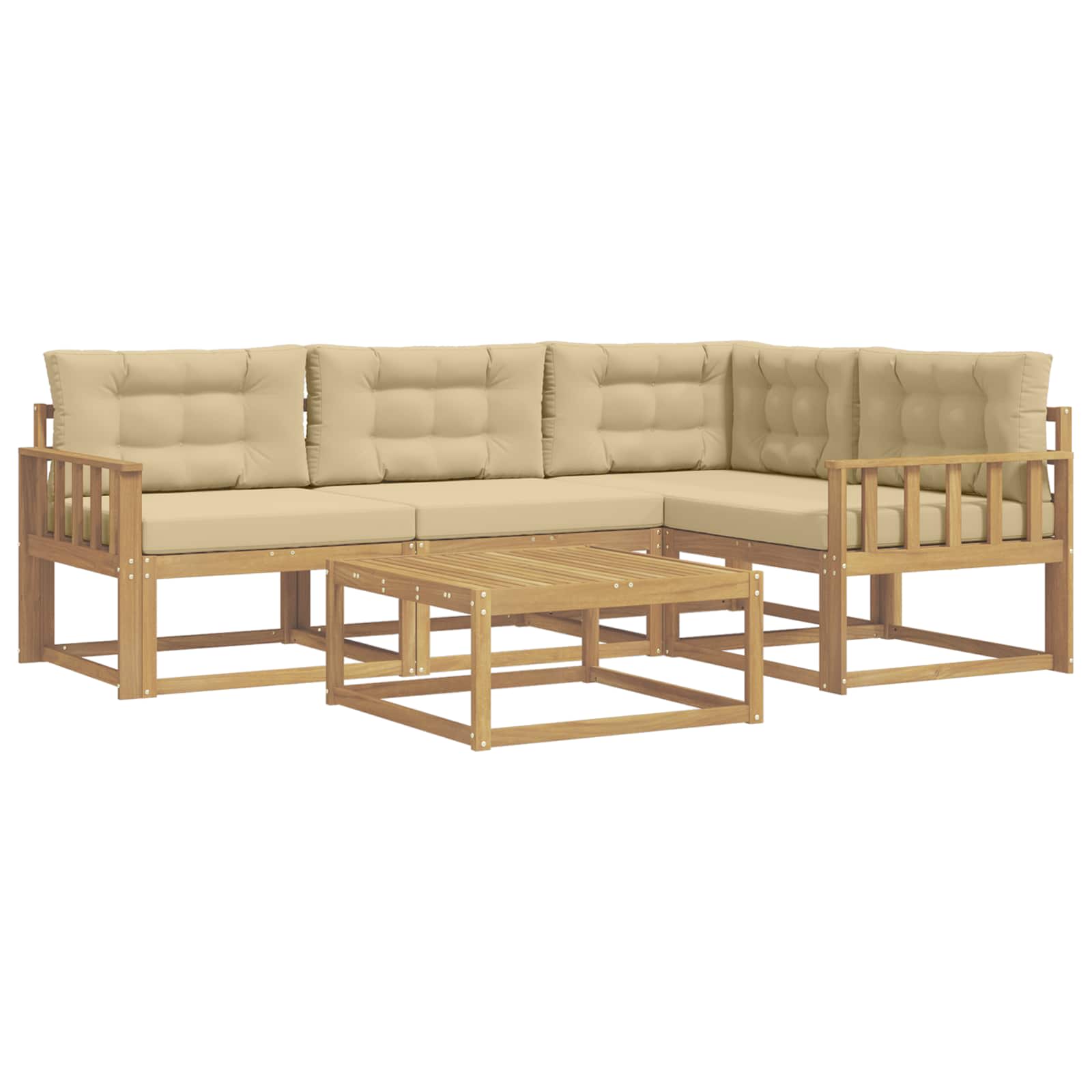 vidaXL Zestaw sof na zewnątrz 5 pcs Biały i Beżowy 79 x 79 x 37 cm