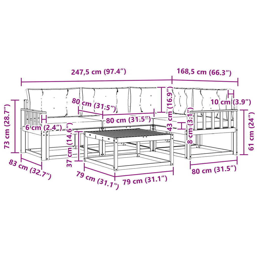 vidaXL Zestaw sof na zewnątrz 5 pcs Biały i Beżowy 79 x 79 x 37 cm
